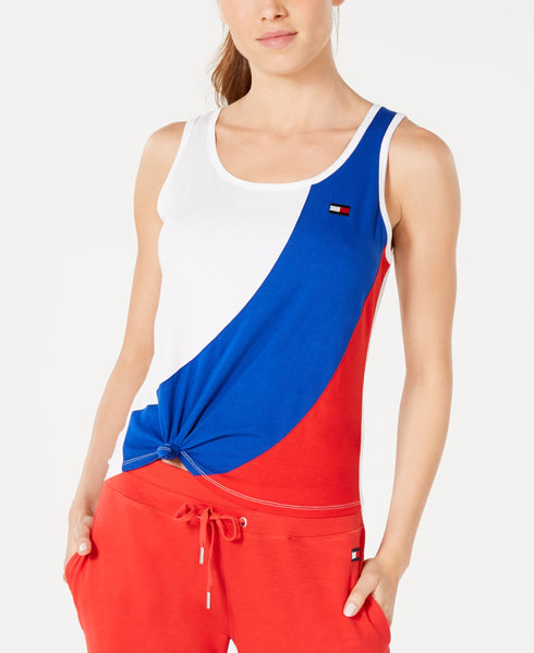 Tommy Hilfiger Sport Knotted Colorblock Sleeveless Top
